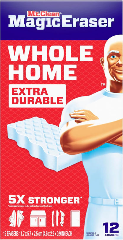 Mr. Clean Magic Eraser Sponge, All Purpose Cleaner, Cleaning Scrubber, Wall, Sneaker, Kitchen, Bathroom, Shower Cleaning Supplies, Melamine