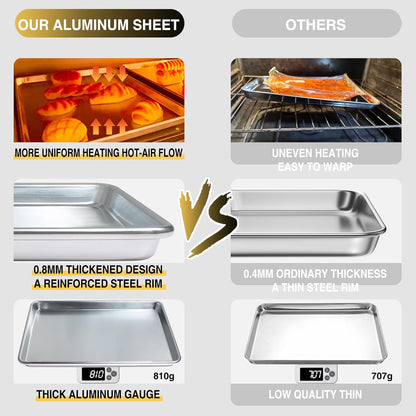 Commercial Quality Baking Sheet Pan Set, Natural Aluminum Cookie Sheet, Umite Chef Warp Resistant Baker's Half Sheet