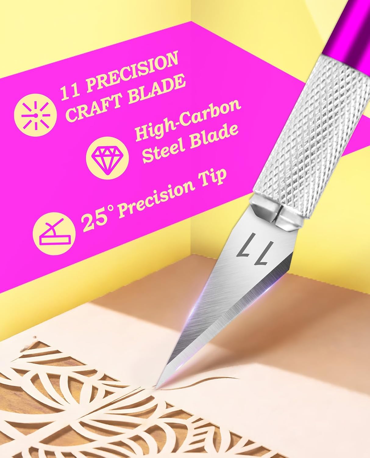 DIYSELF Craft Knife with 10 Extra Blades, Precision Hobby Knife Set with Steel Ruler, Exacto Knife for Crafting, Polymer Clay, Pottery, Paper