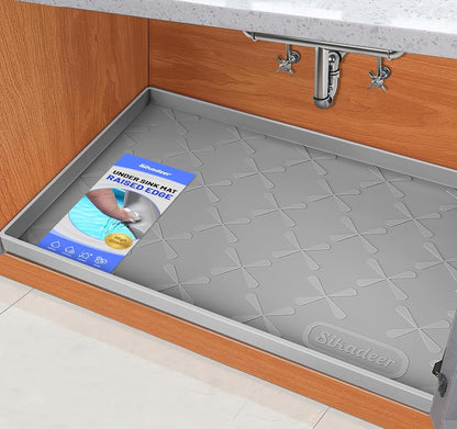 SIKADEER Under Sink Mat Waterproof 34" x 22", Silicone Mat Kitchen Drawer Shelf and Cabinet Liner, Sink Protector for Kitchen Organizers and