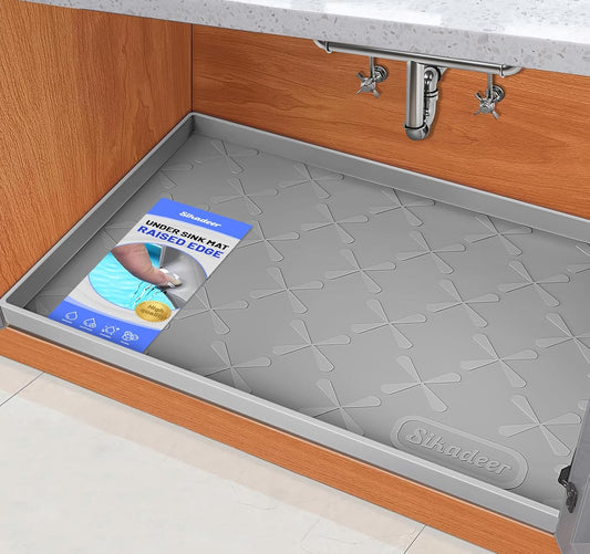 SIKADEER Under Sink Mat Waterproof 34" x 22", Silicone Mat Kitchen Drawer Shelf and Cabinet Liner, Sink Protector for Kitchen Organizers and