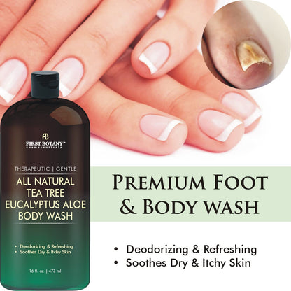 First Botany, ALL Natural Body Wash - Fights Body Odor, Athlete's Foot, Jock Itch, Nail Issues, Dandruff, Acne, Eczema, Shower Gel for Women &