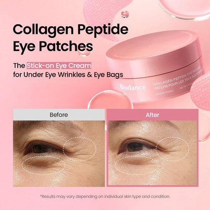 BIODANCE Collagen Peptide Eye Patches, Anti Wrinkle & Smile Line Patches for Face, Under Eye Mask for Fine Lines & Eye