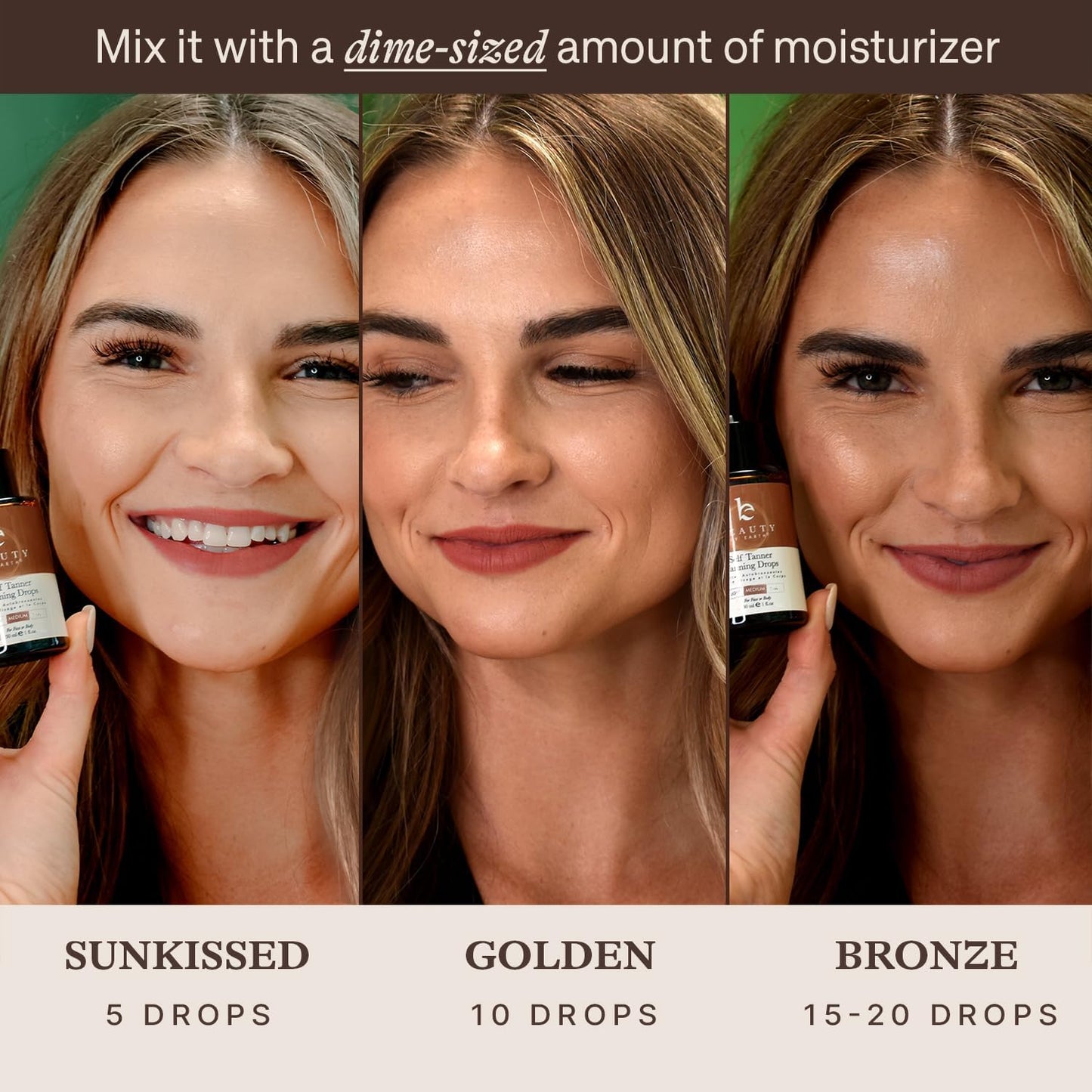 Self Tanning Drops - USA Made with Natural & Organic Ingredients, Medium Face Tanning Drops to Add to