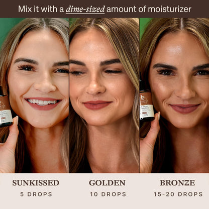 Self Tanning Drops - USA Made with Natural & Organic Ingredients, Medium Face Tanning Drops to Add to