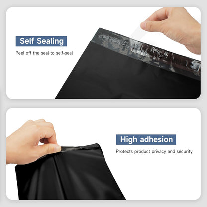 KKBESTPACK 100 Large Poly Mailers 10x13 Shipping Bags for Small Business Self Sealing Package Envelopes (10 x 1300, Black)