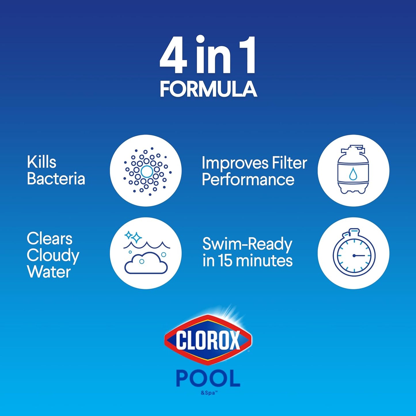 Clorox Pool&Spa Shock Clear, for Crystal Clear Swimming Pool Water, Swim-ready in 15 minutes, Suitable for vinyl pools (6-Pack)