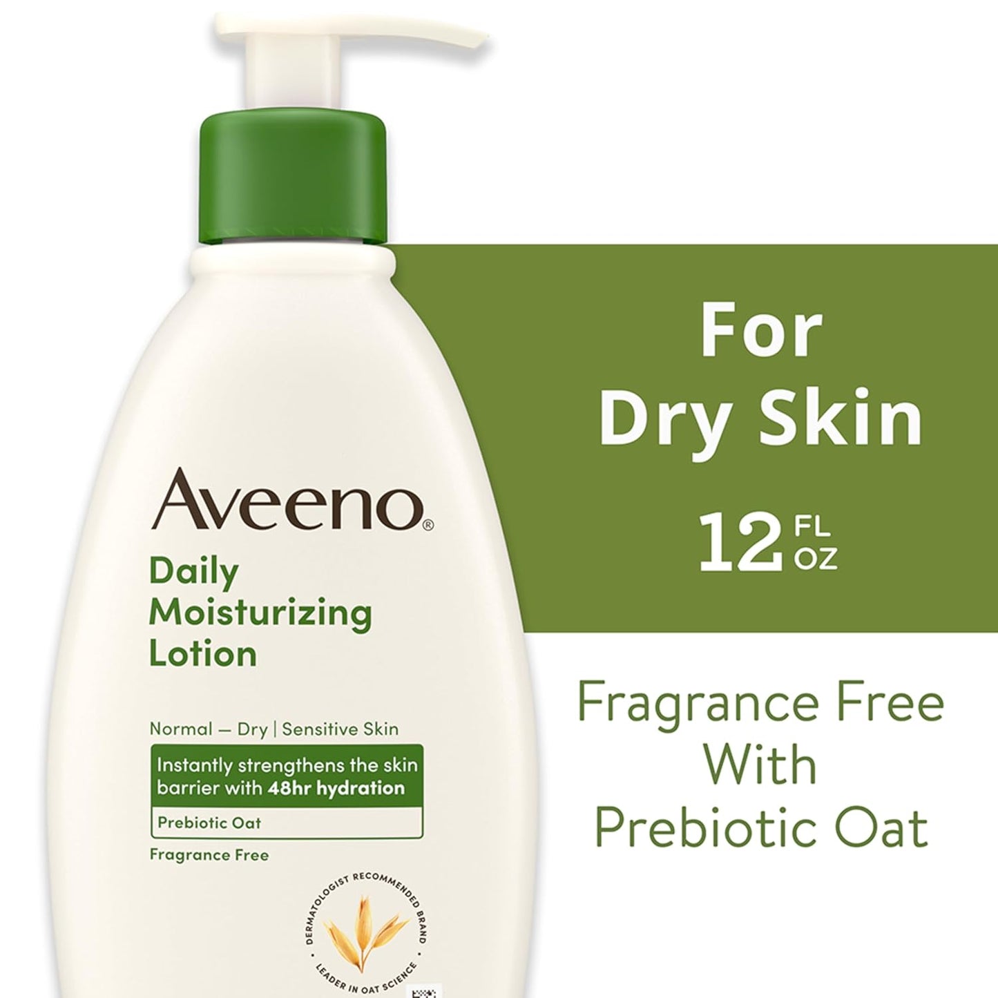 Aveeno Daily Moisturizing Body Lotion with Soothing Prebiotic Oat, Gentle Lotion Nourishes Dry Skin With Moisture, Paraben-, Dye- &