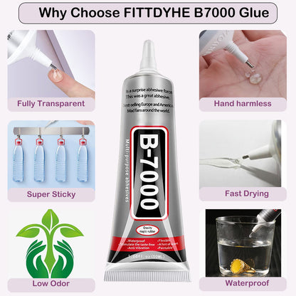 B7000 Jewelry Glue for Making, FITTDYHE 1PCS 50ML/1.69 fl oz Clear Adhesive for Rhinestone, Fabric, Multipurpose Super B-7000 for Phone