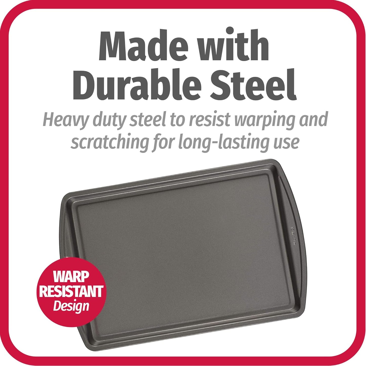 GoodCook Everyday Nonstick Carbon Steel 13 x 9 Baking Sheet Set, 3 Pack Standard-Sized Carbon Steel Cooking Pans, Bakeware