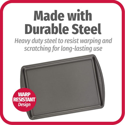 GoodCook Everyday Nonstick Carbon Steel 13 x 9 Baking Sheet Set, 3 Pack Standard-Sized Carbon Steel Cooking Pans, Bakeware