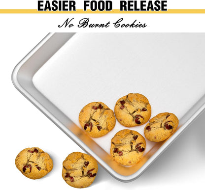 Commercial Quality Baking Sheet Pan Set, Natural Aluminum Cookie Sheet, Umite Chef Warp Resistant Baker's Half Sheet