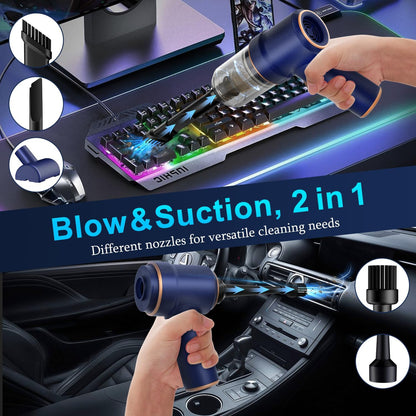 KMM Handheld Car Vacuum Cleaner, 9000Pa Vacuum Cleaner and Air Duster, 120W High Power Hand Held Vacuum with LED Light and Multi-Nozzles for