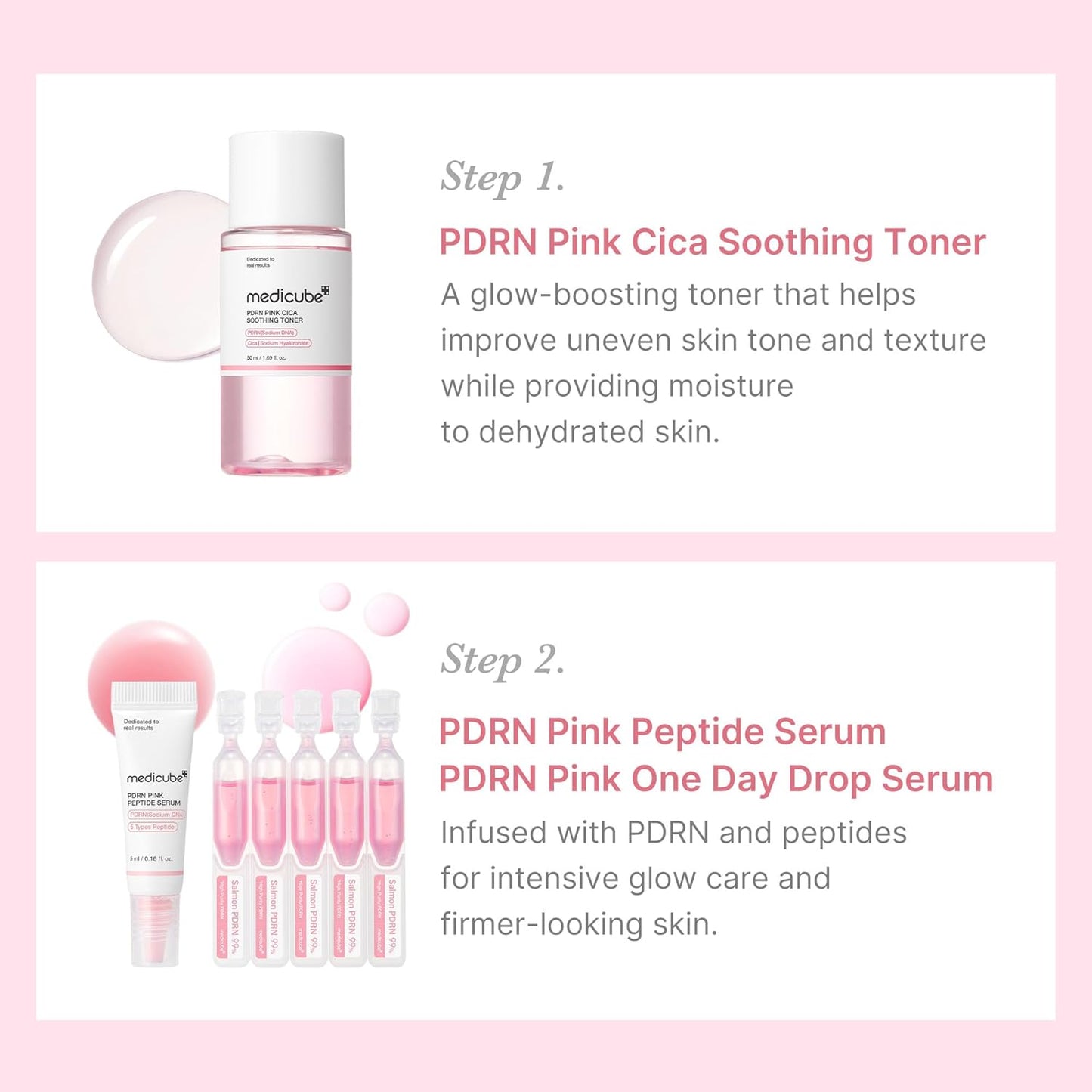 medicube Salmon DNA PDRN Trial Kit, Glass Glow Mini Skincare Set with Toner, Serum & Sheet Mask for Hydrating