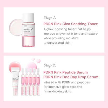medicube Salmon DNA PDRN Trial Kit, Glass Glow Mini Skincare Set with Toner, Serum & Sheet Mask for Hydrating