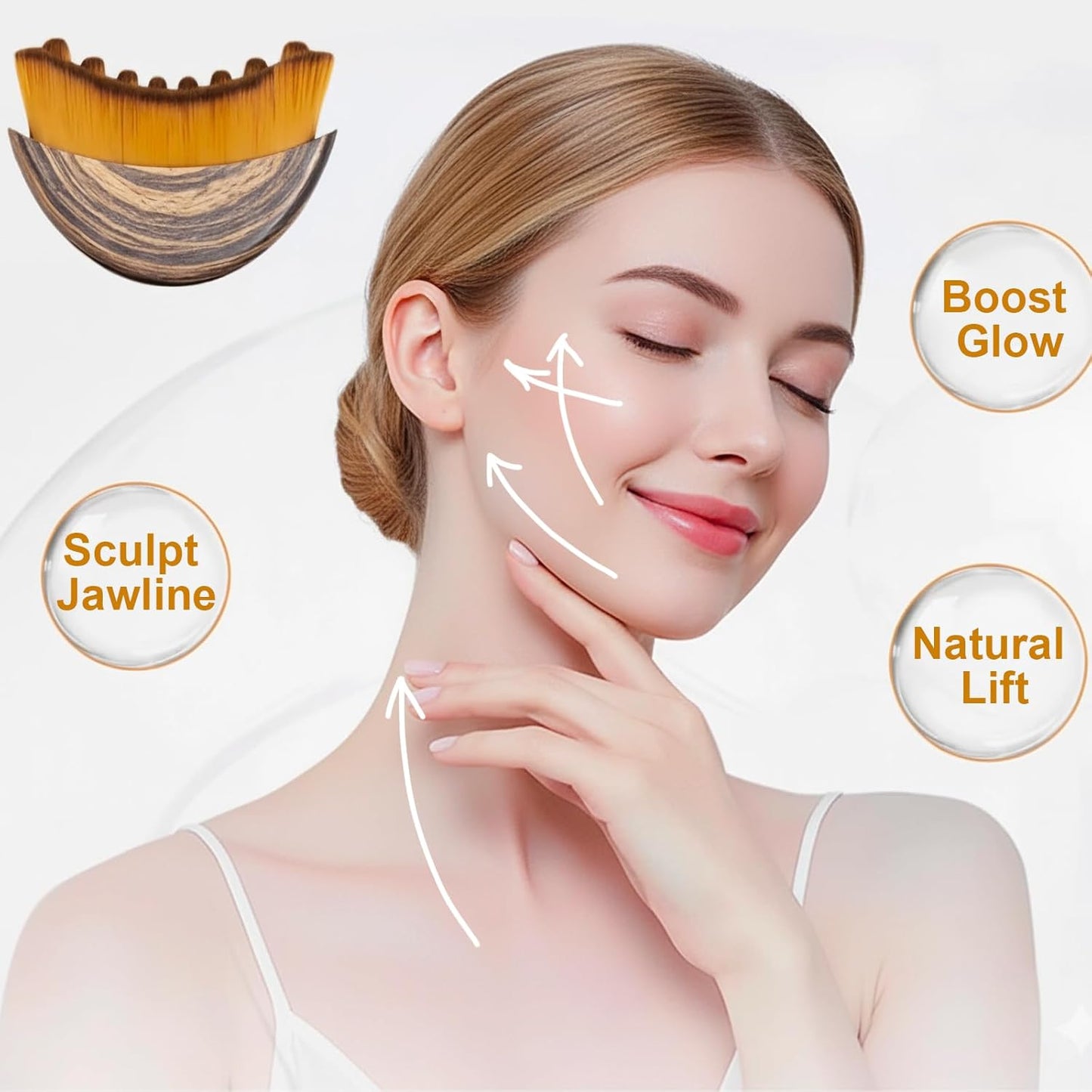 Stainless Steel Gua Sha Tool & Lymphatic Drainage Face Brush Set, TWPER Facial Massage Kit for Jawline Sculpting Puffiness Lifting