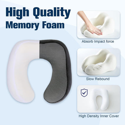 Cirorld Neck Pillow for Traveling, Travel Pillows for Airplanes,100% Pure Memory Foam Travel Neck Pillow, Adjustable Flight