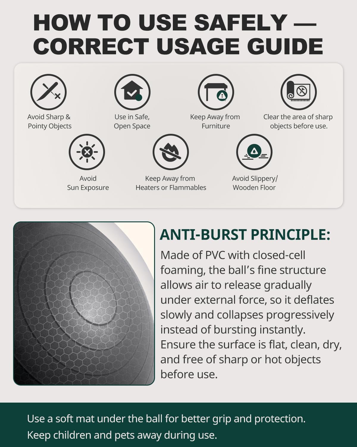 Trideer Exercise Ball for Yoga, Pilates & Fitness Stability Ball Equipment for Home Gym & Office Chair, Core & Balance Training