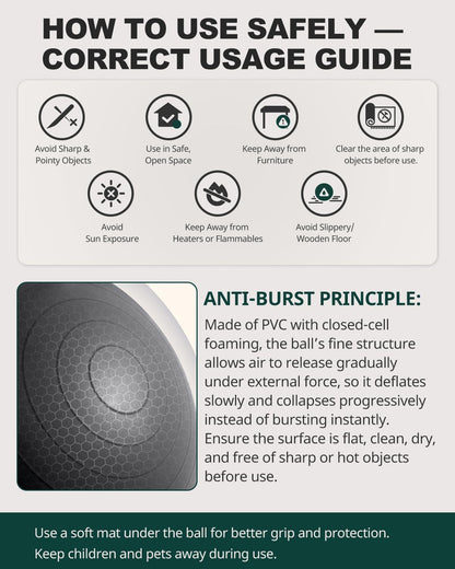 Trideer Exercise Ball for Yoga, Pilates & Fitness Stability Ball Equipment for Home Gym & Office Chair, Core & Balance Training