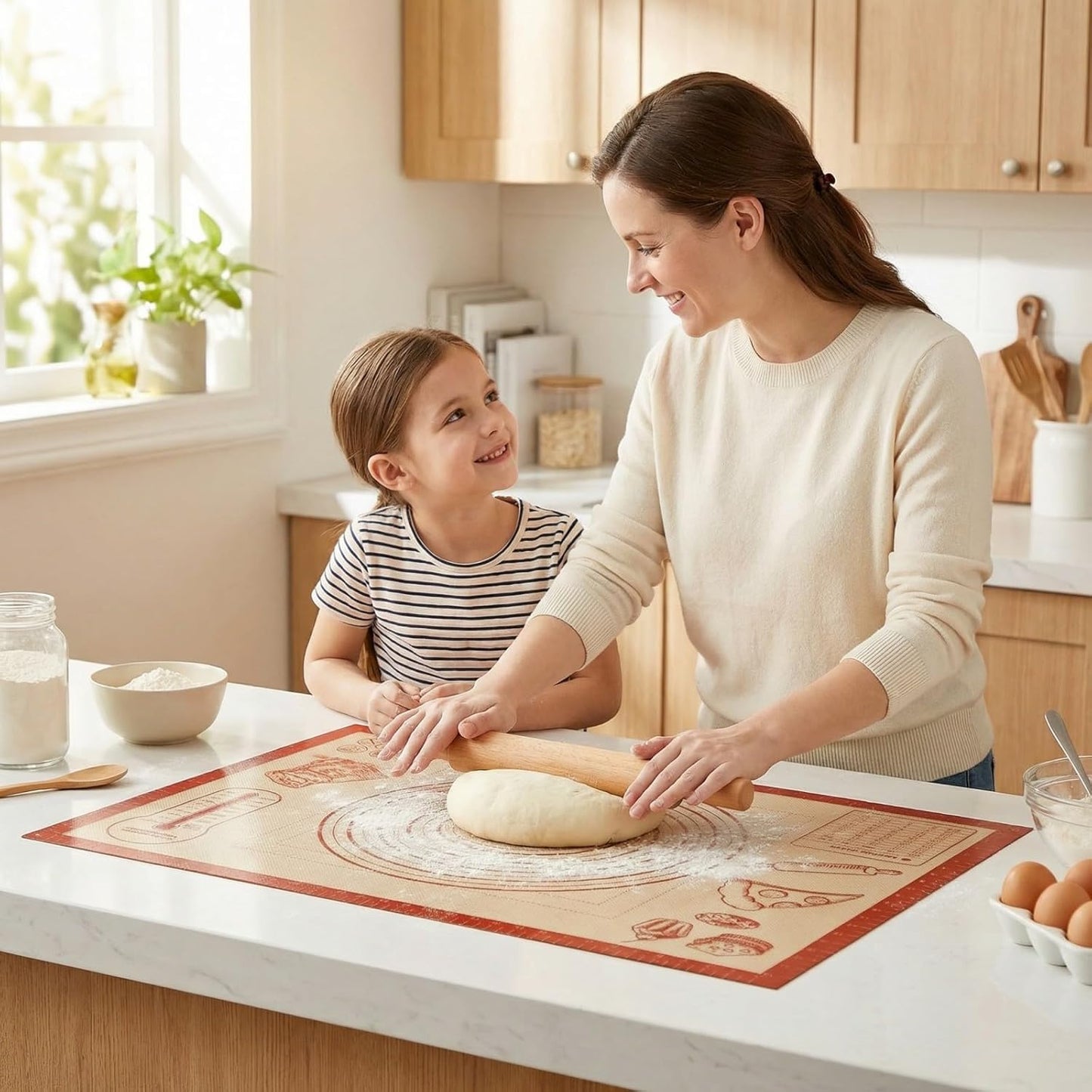 Silicone Baking Pastry Dough Mat - 28x20Inch Extra Large Cookie Bread Rolling Mats Sheet, Nonstick Kitchen Counter Kneading