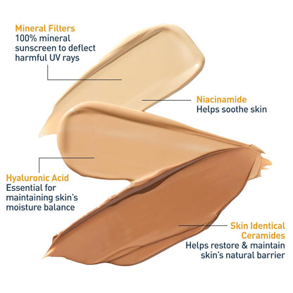 CeraVe Hydrating Mineral Sunscreen SPF 30 with Sheer Tint, Tinted Mineral Sunscreen with Zinc Oxide & Titanium