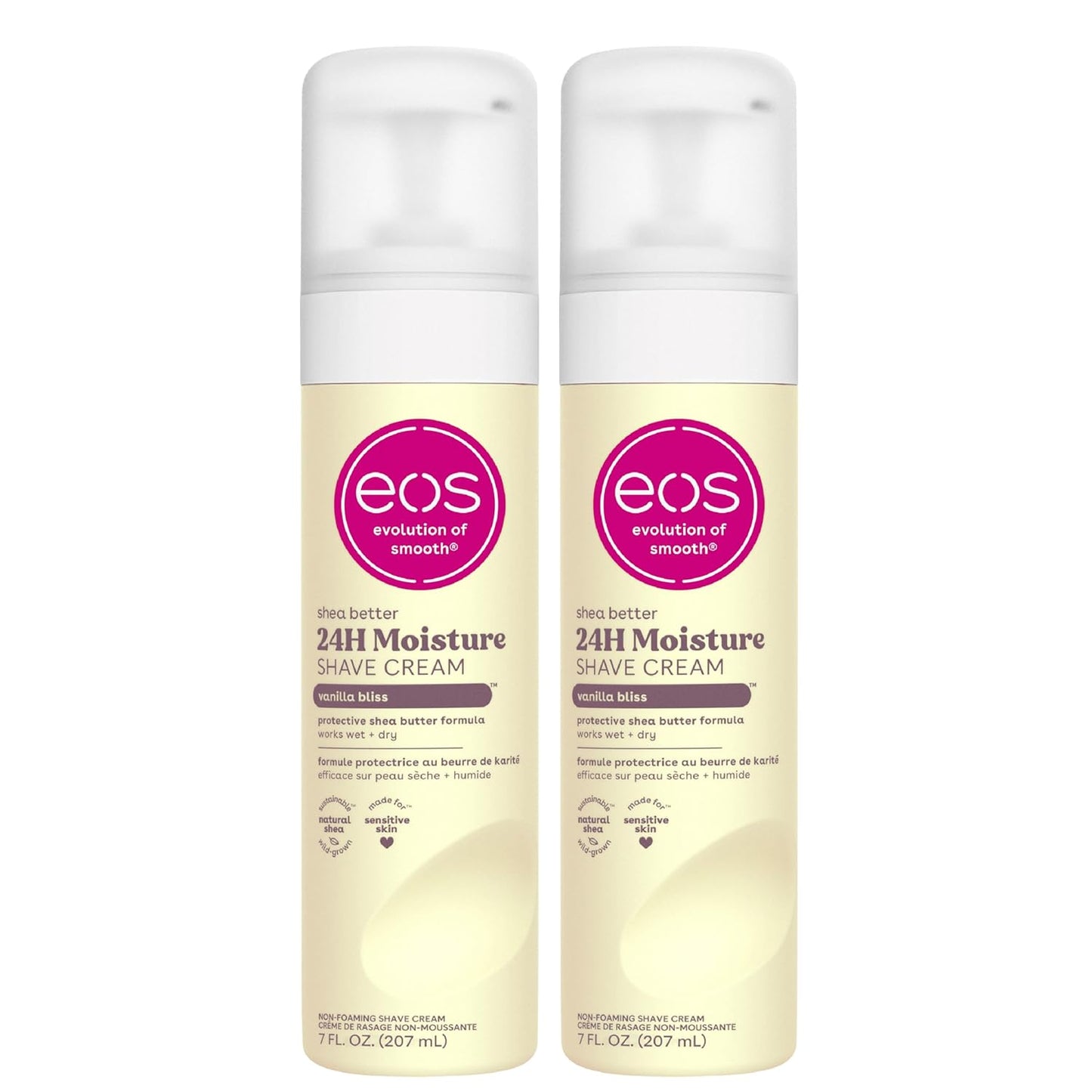 EOS| Shea Buttter| Kraite +| 24H Moisture Hydration 24H Shave Cream, Vanilla Bliss, 7fl oz., (Pack of 2)