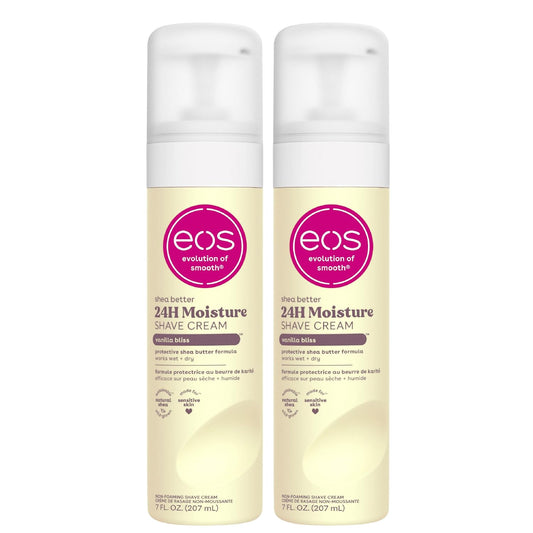 EOS| Shea Buttter| Kraite +| 24H Moisture Hydration 24H Shave Cream, Vanilla Bliss, 7fl oz., (Pack of 2)