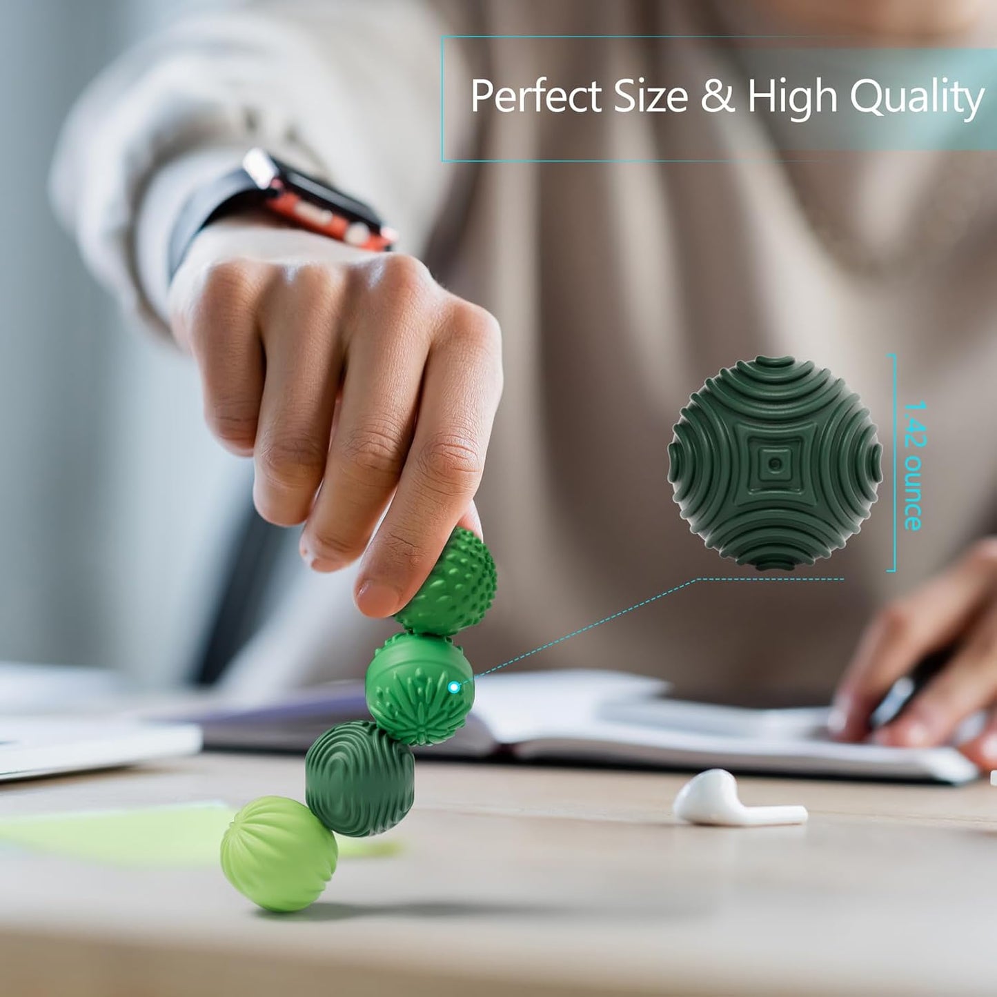 luckdoor Silicone Magnetic Balls Fidget Toys for Adults & Teens,4PCS Stress Relief Sensory Toys for Autism ADHD Anxiety,Fun Textures