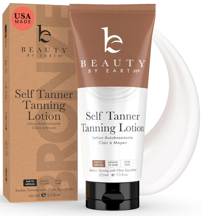 Tanning Lotion Self Tanner - USA Made with Natural and Organic Ingredients Non Toxic Sunless Browning Lotion, Best Gradual Tanner for Men and