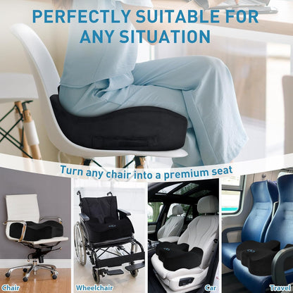 BlissTrends Seat Cushion with Velvet Cover, Thick Memory Foam Cushions for Office Chair, Car Seat