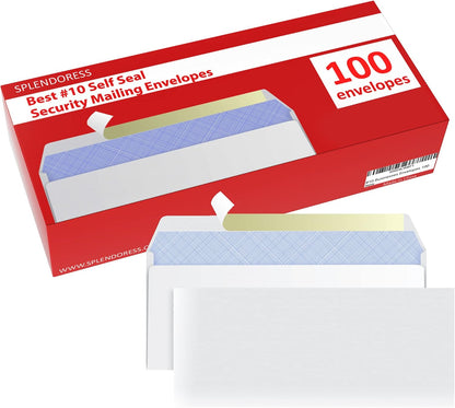 Envelopes Letter Size Self Seal, 100 Business Mailing Security Peel and Sealing Envelope, 100%