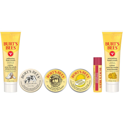 Burt's Bees Gifts Ideas, Tips and Toes Kit, 6 Travel Size Products - Pomegranate Moisturizing Lip Balm, 2 Hand Creams, Foot Cream, Cuticle