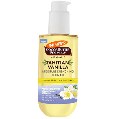 Palmer's Cocoa Butter Formula Body Oil, Moisture Drenching Tahitian Vanilla, 6.5 Oz, 72Hr Hydration with Shea Butter & Vitamin E for Softer