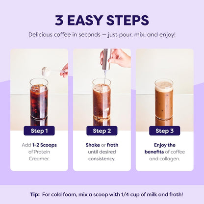Sweet Cream Protein Coffee Creamer - Grass Fed Pasture Raised Collagen - Hair, Skin & Nail Support, Energy-Boosting MCTs, Keto