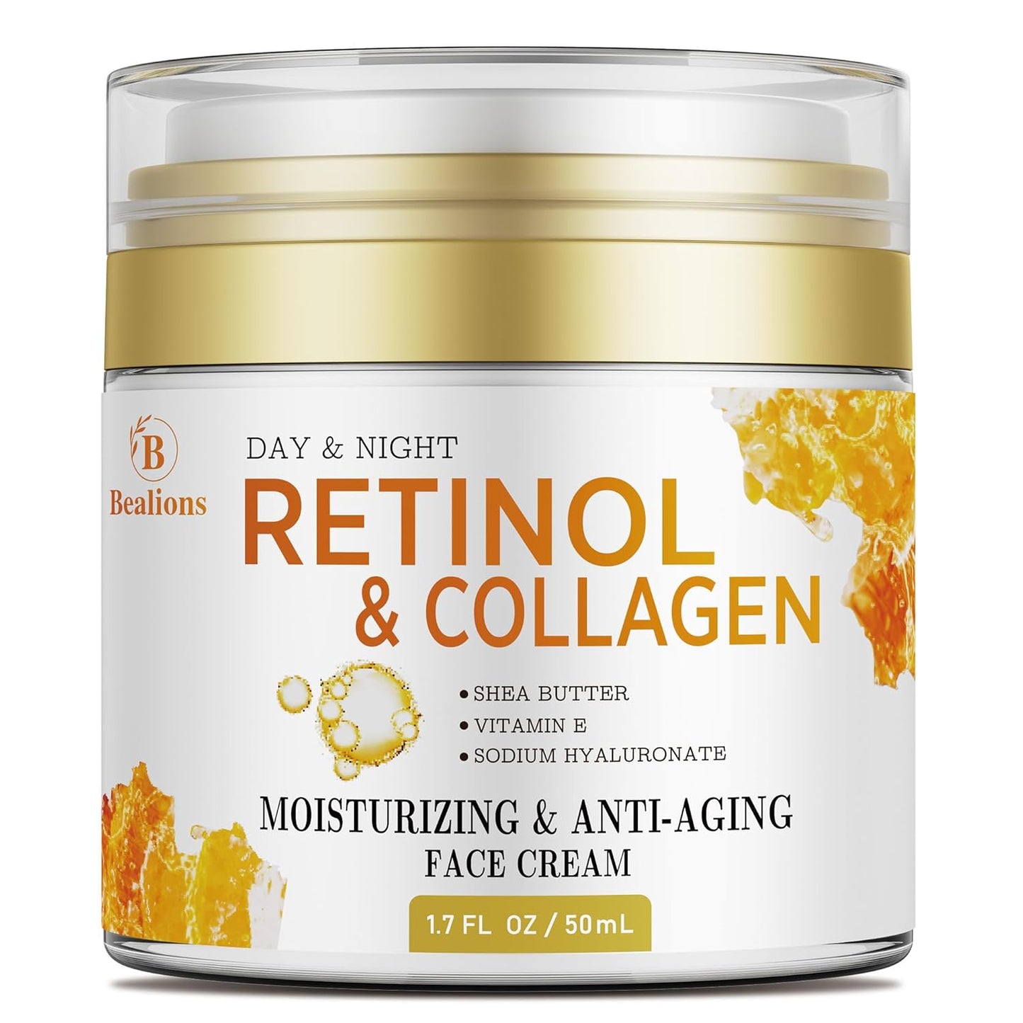 Retinol Cream for Face Anti Aging: Wrinkle Cream for Face Neck with Collagen Hyaluronic Acid - Night Moisturizer for Men Women - Facial Skin Care