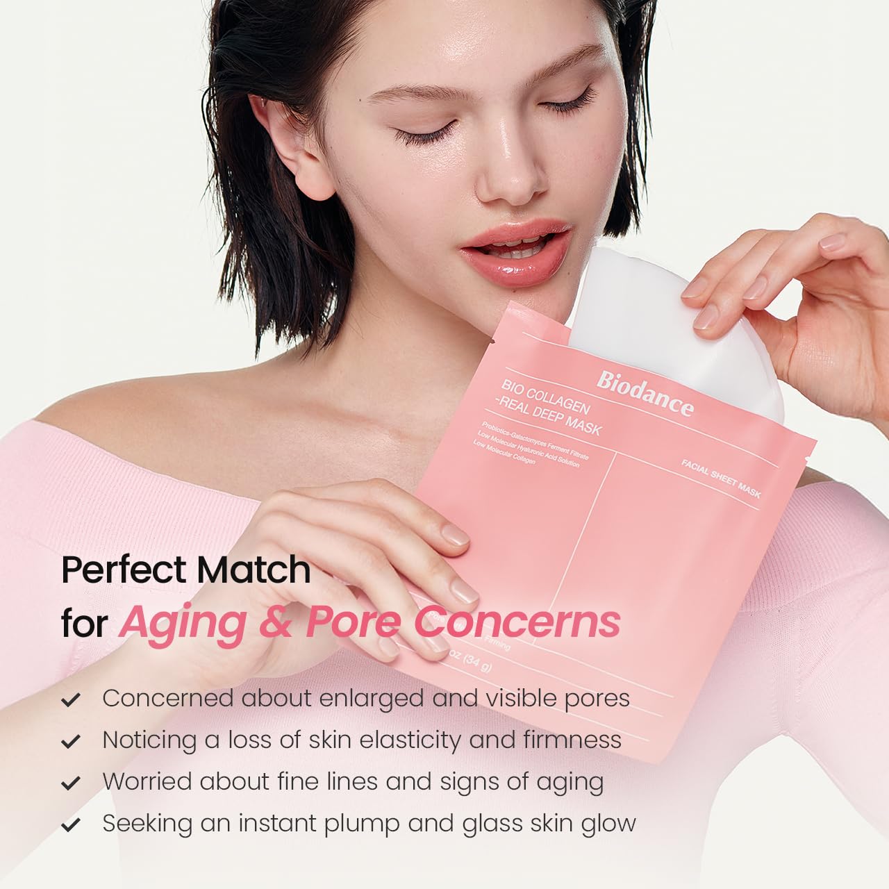 BIODANCE Bio-Collagen Real Deep Mask, Hydrating Overnight Hydrogel Face Mask, Pore Minimizing, Elasticity