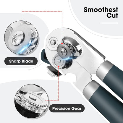 Beneno Heavy Duty Hand Can Opener Manual with Magnet, Durable Sharp Carbon Steel Blade Smooth Cutting, Big Effort-Saving Knob & Soft Grip