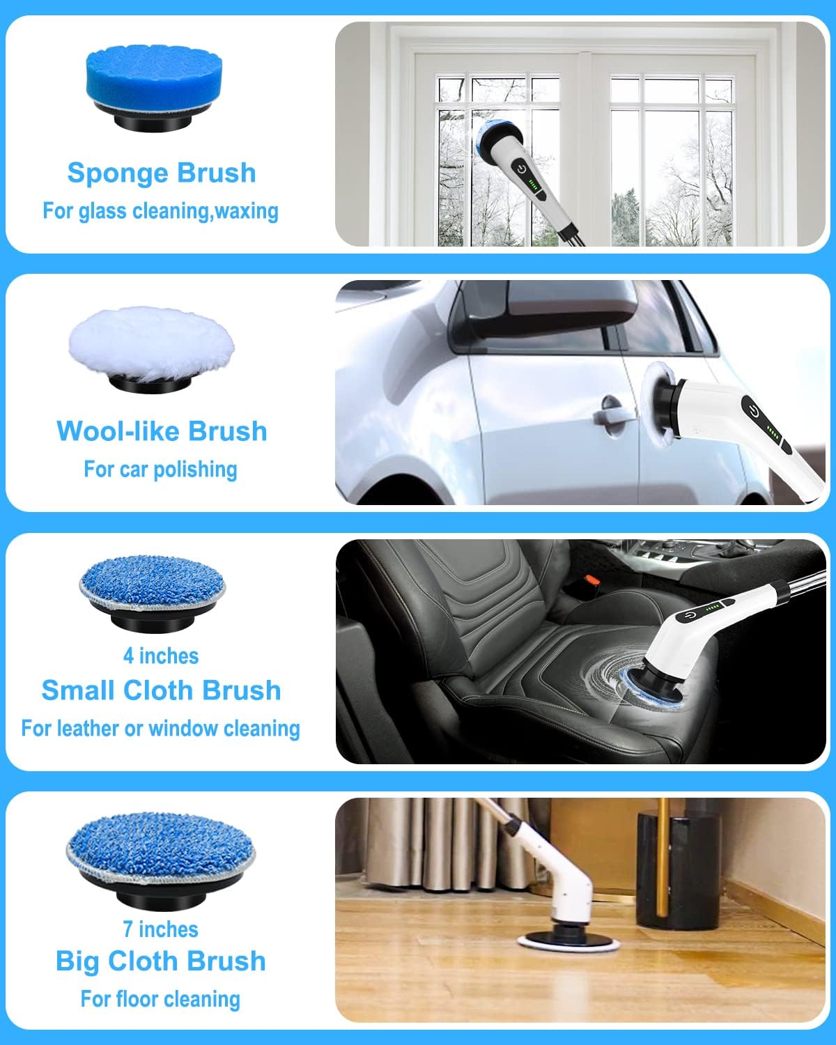 Leebein Electric Spin Scrubber, Cordless Cleaning Brush with 8 Replaceable Brush