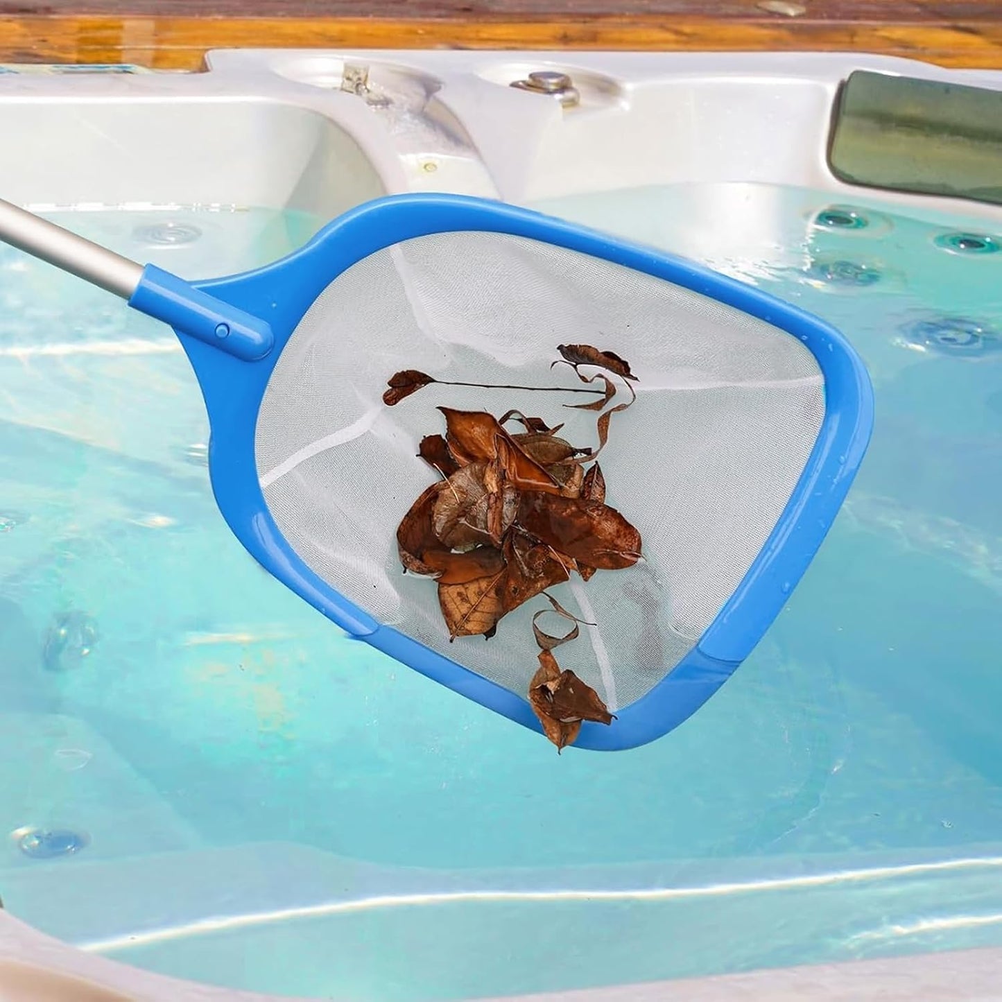 TidyMister Hot Tub Skimmer Spa Net with 12'' Aluminum Pole Ultra Fine Mesh Net Handy Leaf Skimmer for Small Above Ground Pools Pick Up Fine Debris