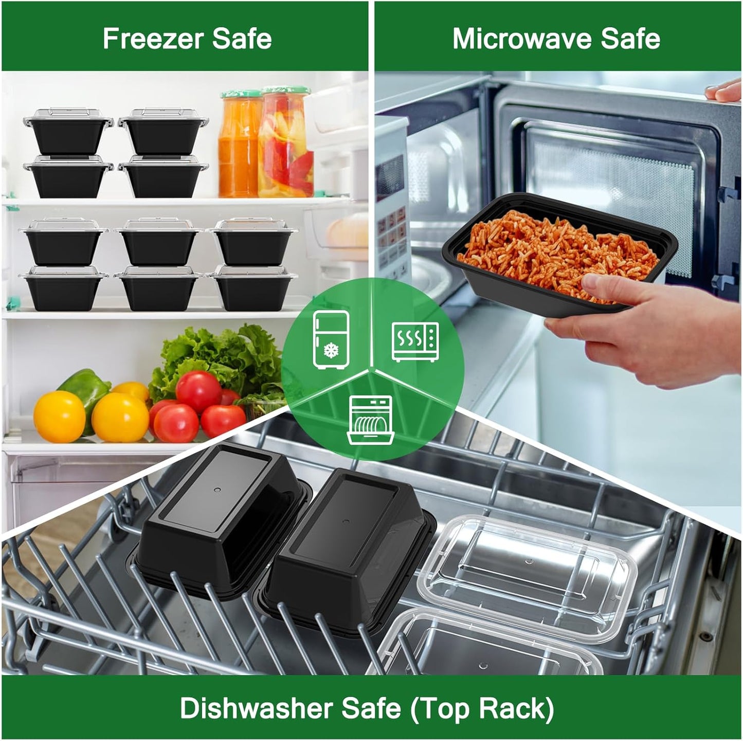 Dealusy 50 Pack (100-Piece) 24 oz Meal Prep Containers Reusable with Lids, Sturdy Leakproof & Food Safe, Microwave