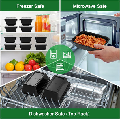 Dealusy 50 Pack (100-Piece) 24 oz Meal Prep Containers Reusable with Lids, Sturdy Leakproof & Food Safe, Microwave