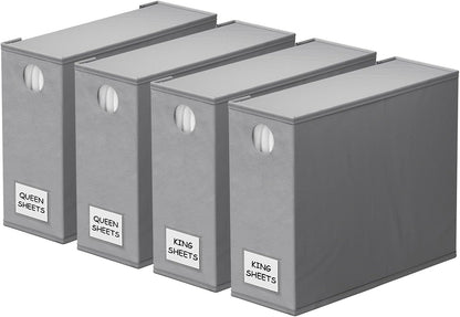 SpaceAid 4 Pack Bed Sheet Organizers and Storage, Foldable Organizer for Linen