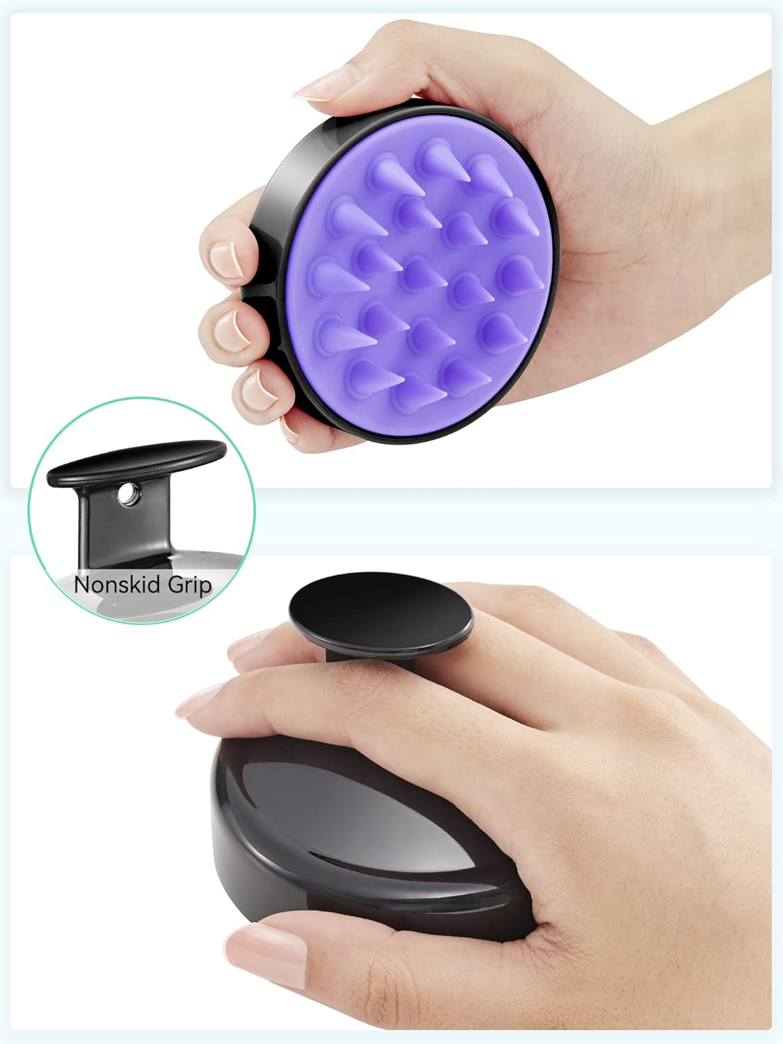 HEETA Scalp Massager Hair Growth, Soft Silicone Scalp Scrubber Shampoo Brush for Exfoliation, Dandruff Removal Head Massage Stress