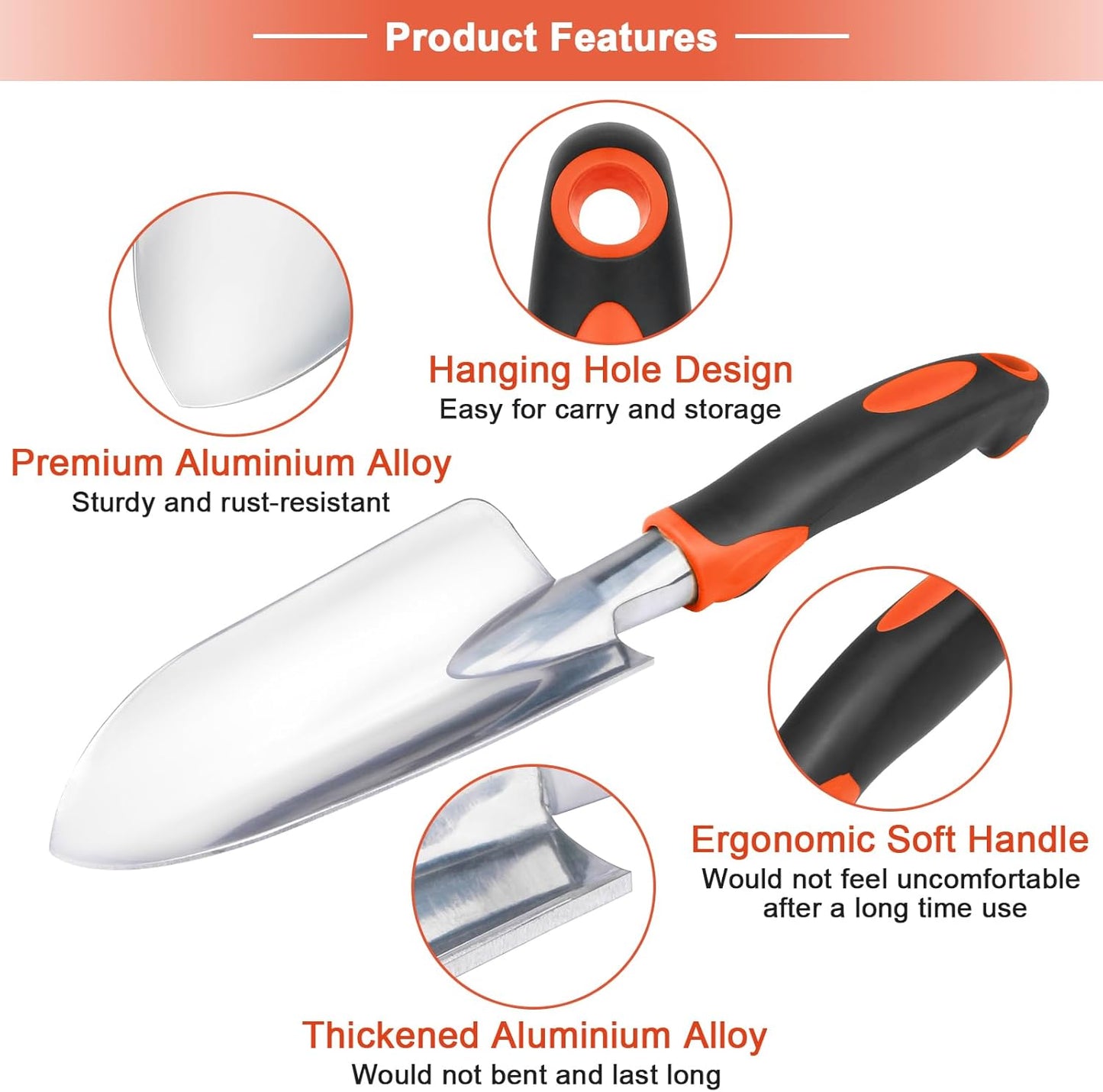 Garden Shovel Garden Hand Trowel, Heavy Duty Hand Shovel with Ergonomic Handle, Small Gardening Tools for