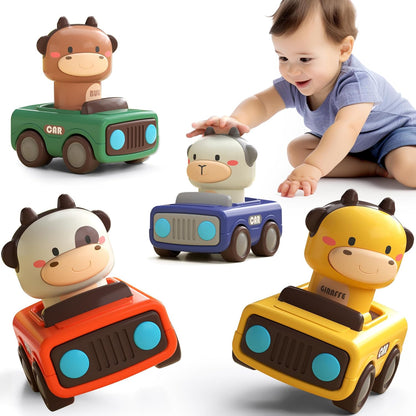iPlay, iLearn Press to Go Car Toys for Toddlers 1-3, Baby Animal Racing Cars, Infant Play Vehicle