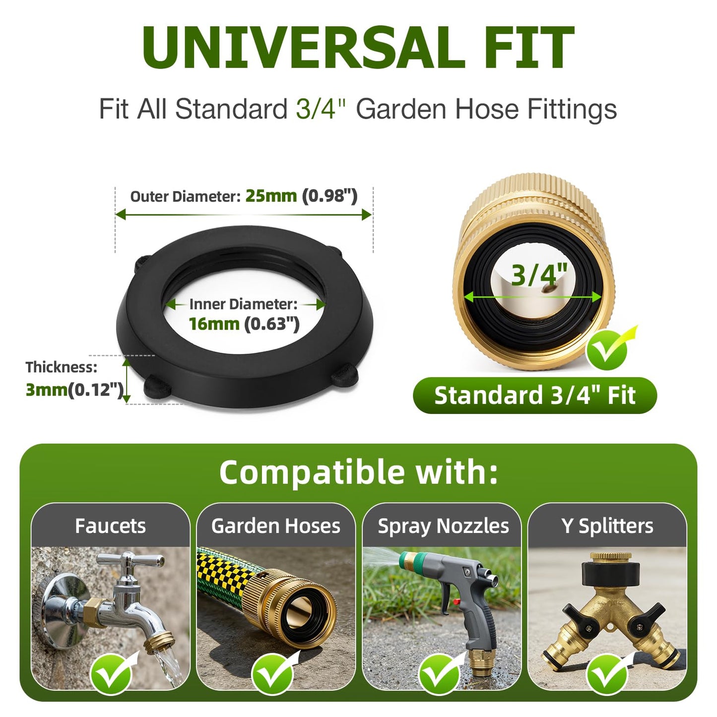 SmoTecQ 30 Pack Garden Hose Washers with Self-Locking Tabs - Heavy Duty Rubber Seals for 3/4" Hose