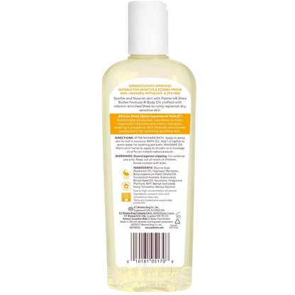 Palmer's Shea Formula Raw Shea Body Oil with Vitamin E, Deep Body Moisturizer to Soothe & Nourish Dry, Sensitive & Eczema-Prone Skin, 8.5 oz