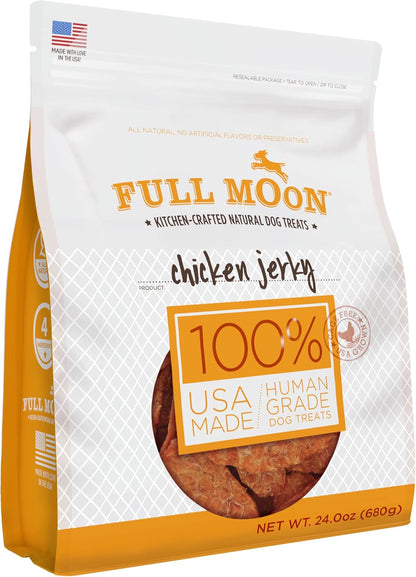 Full Moon Chicken Jerky Healthy All Natural Dog Treats Human Grade Made in USA Grain Free, 1.5 Pound