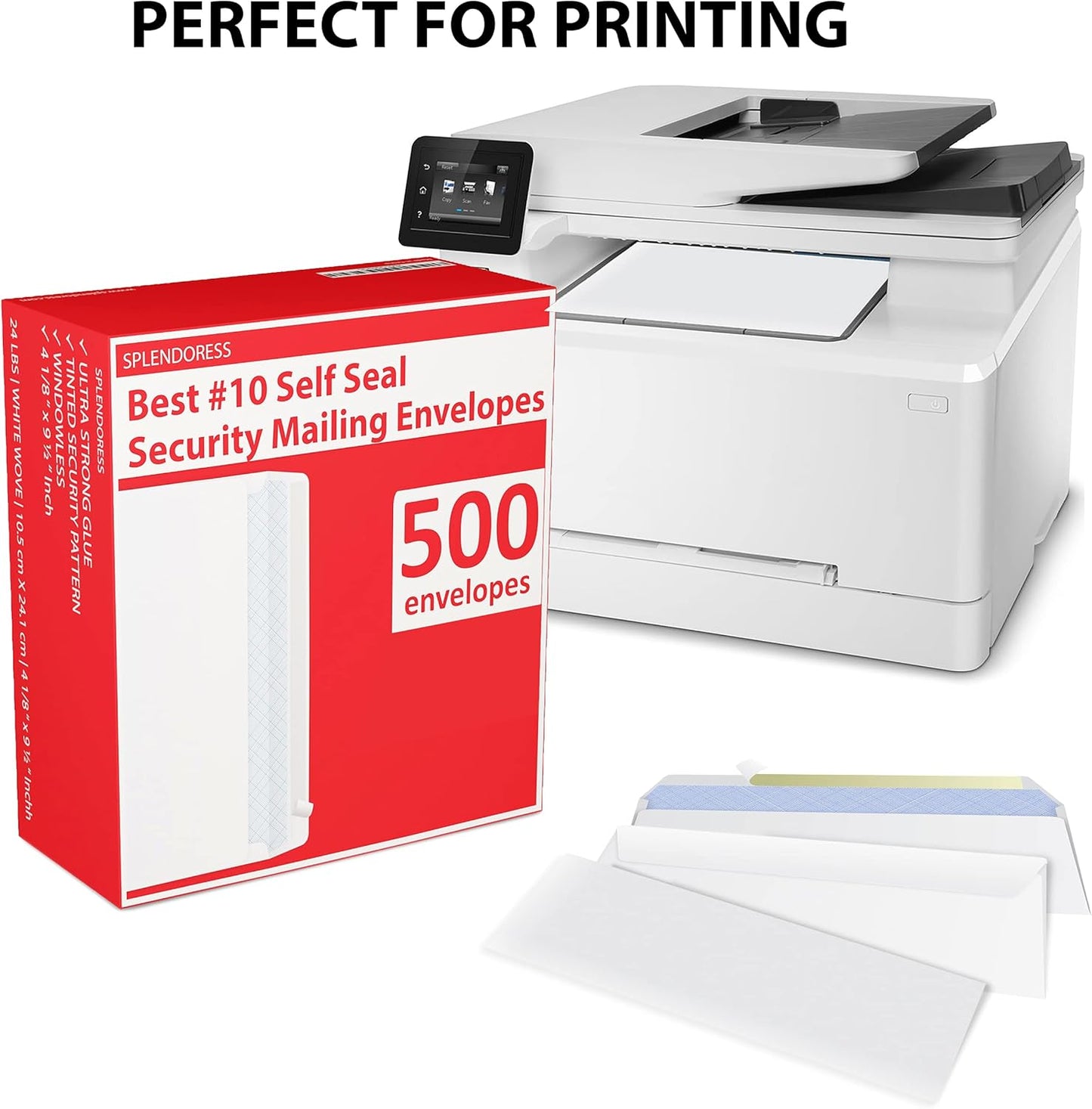 Envelopes Letter Size Self Seal, 500 Business Mailing Security Peel and Sealing Envelope, 100%