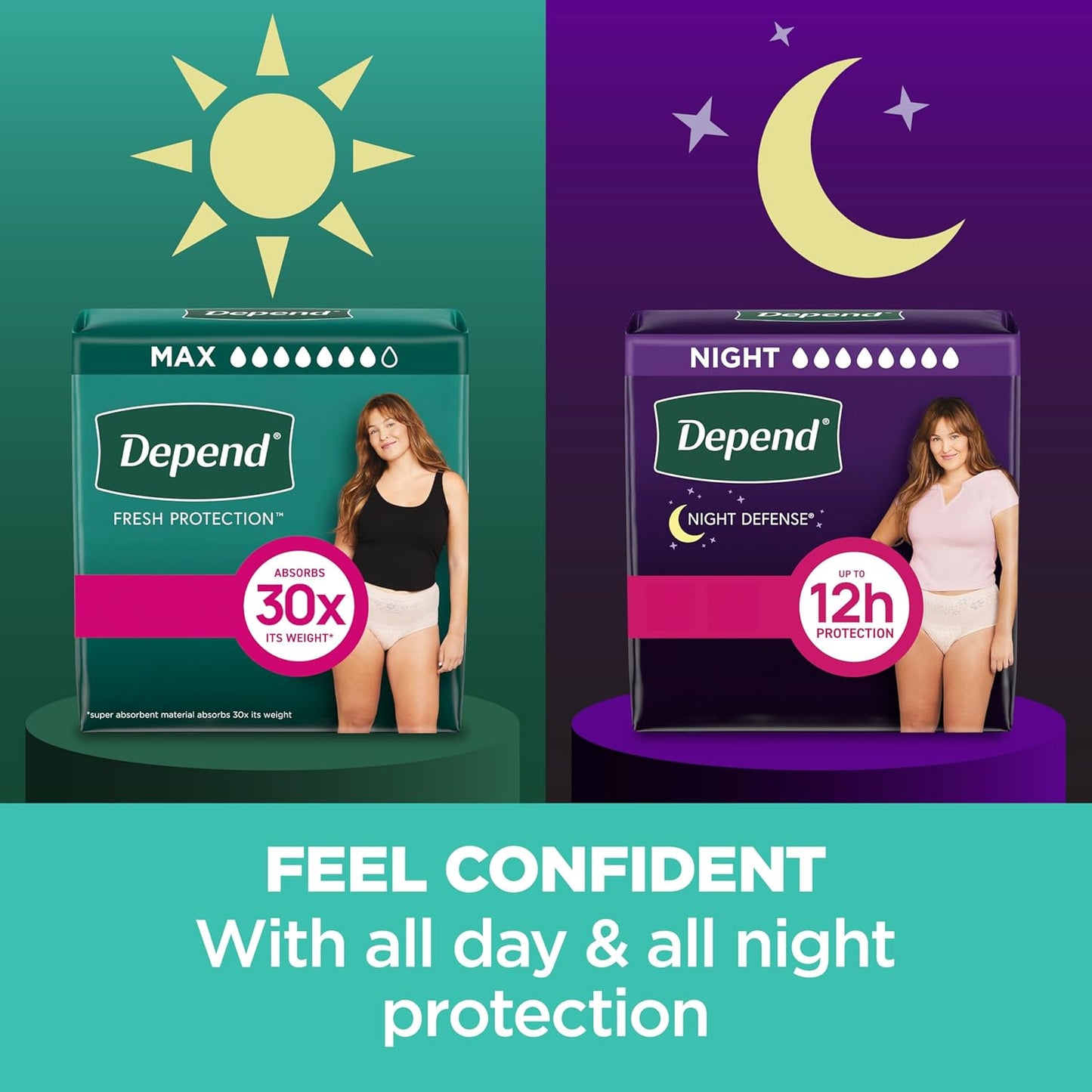 Depend Fresh Protection Adult Diapers, Incontinence & Postpartum Bladder Leak Underwear for Women, Disposable, Maximum, Large